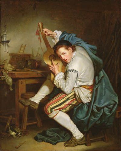 De Gitarist door Jean Baptiste Greuze